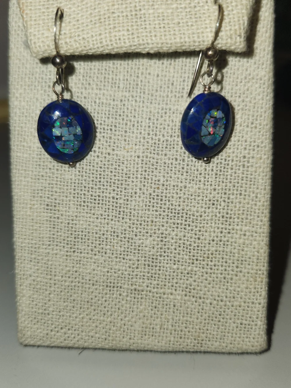 Blue Mosaic Dangle Earrings - Women's Jay King DTR Lapis MOP and Opal inlay.
